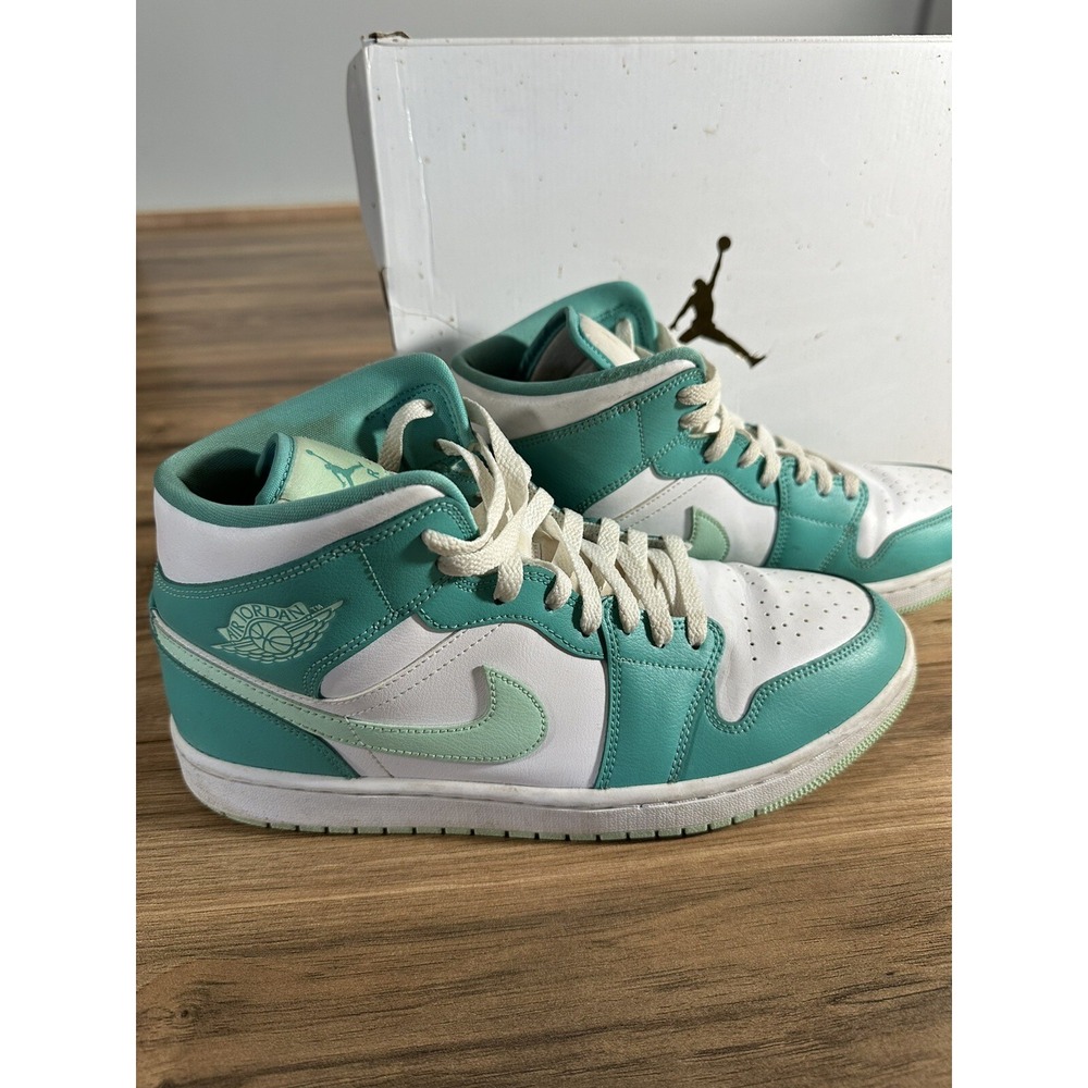 Air Jordan 1 Mid Washed Teal/Mint Foam-White Sneakers Womens Sz 11.5 / EUR 44